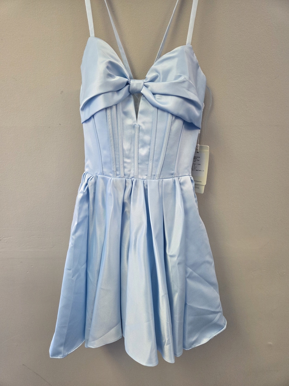 Stacees Light Blue Spaghetti Strap Bow Dress, Homecoming